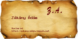 Zákány Ádám névjegykártya